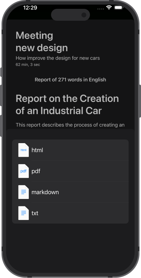 List share report view in Voicerly app